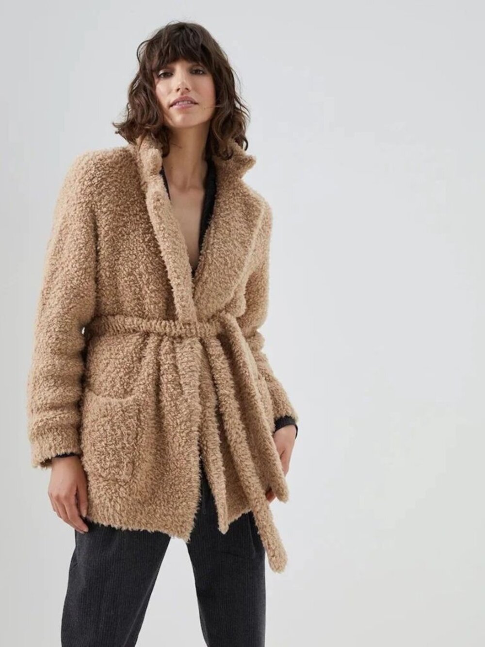 BRUNELLO CUCINELLI Cashmere Fleecy Belted Cardigan Sweater